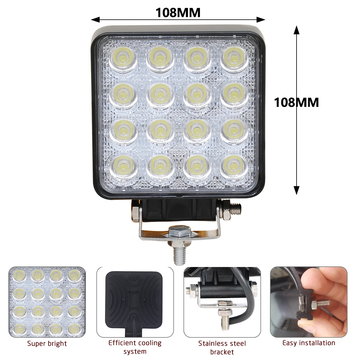 Светодиодный рабочий светильник для автомобиля 16 светодиодов 48 Вт 12 В 24 точечный