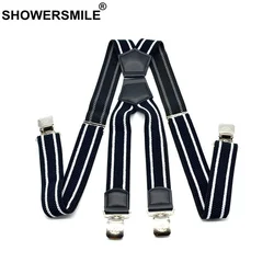 Wide Suspenders Men Patchwork Leather Mens Trouser Belt X Back Black Braces Straps 4 Clips Suspender Male 120cm*3.5cm