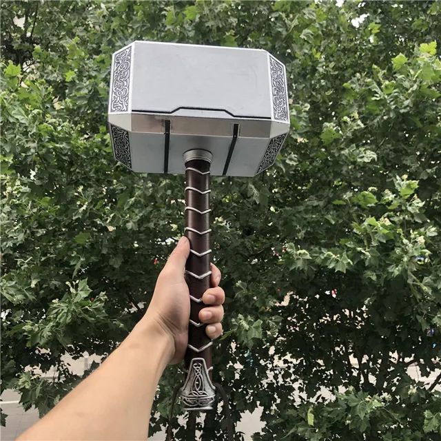 44cm 's Hammer Cosplay 1:1  Thunder Hammer Figure Weapons Model Kids Gift Movie Role Playing Safety PU Material Toy 2