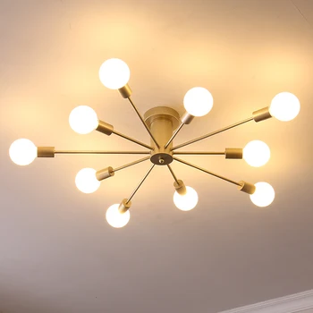 

Mordern Nordic Retro Edison Bulb Light Chandelier Vintage Loft Antique Adjustable DIY Art Spider Ceiling Lamp Fixture Light Gold