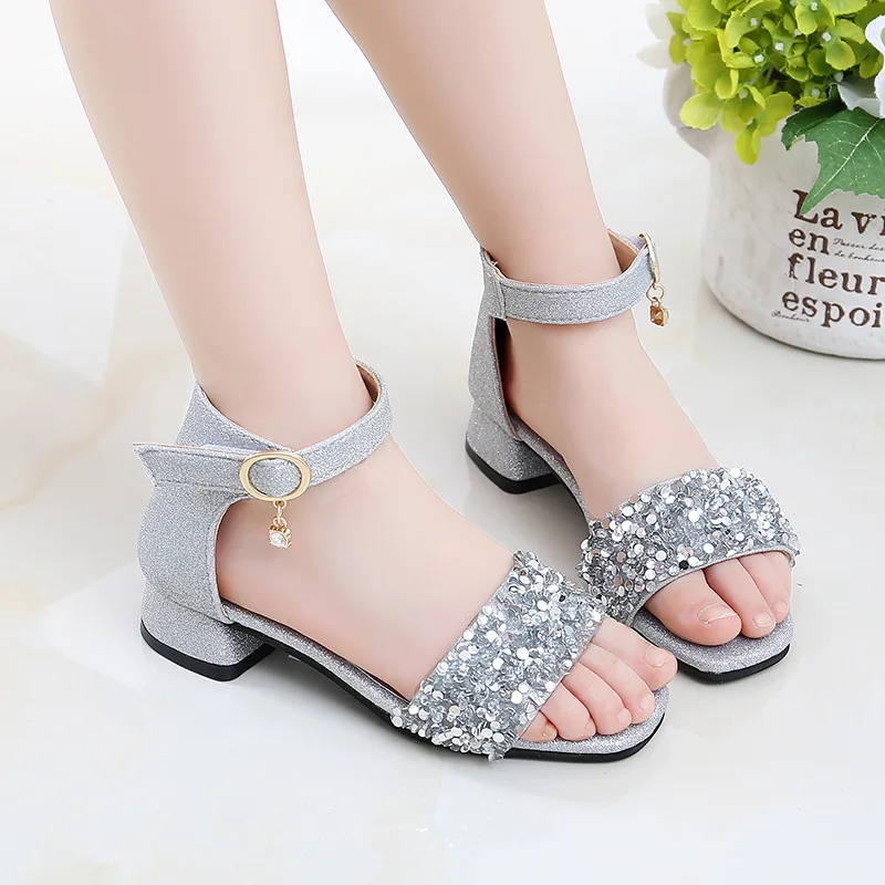 Girls Sandals High Rhinestone Shoes 