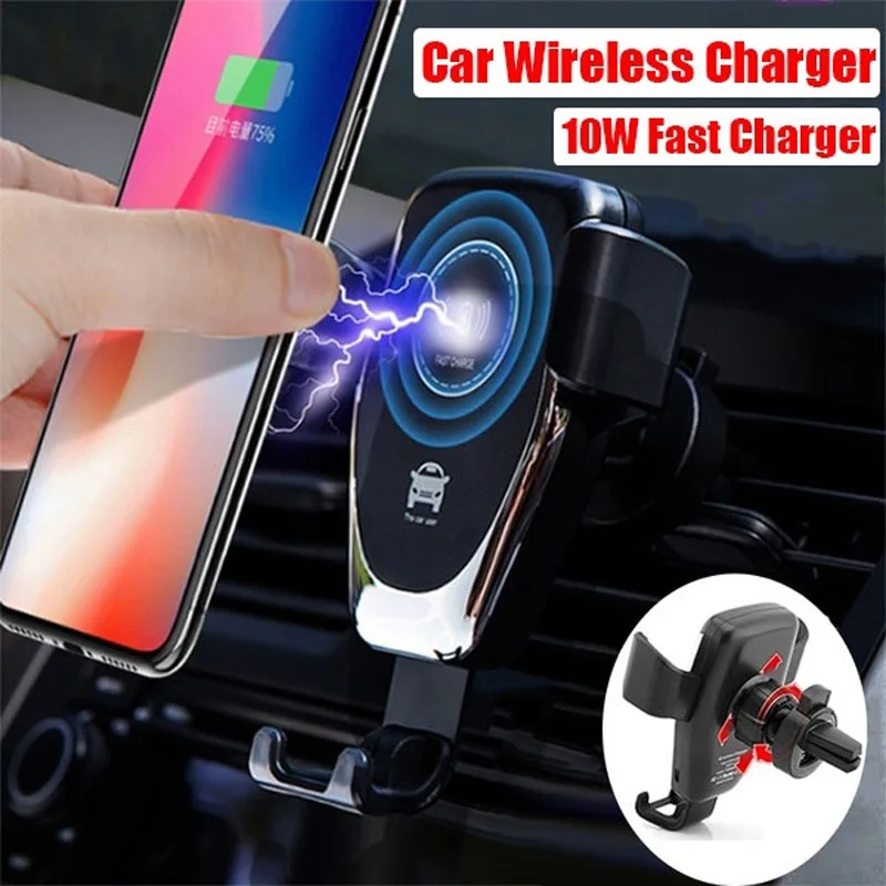 

Wireless Car Charger Auto Clamping Air Vent Phone Holder 10W Fast Charging For Samsung S8 S9 S7 Note 8 For iPhone 8 XS MAX XR