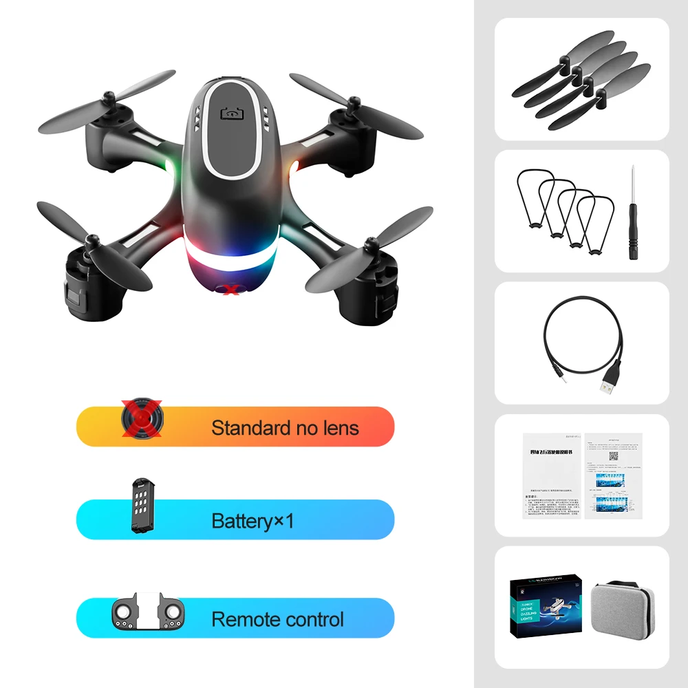 2021 New Toys Mini Drone Rainbow LED Dynamic Light Remote Control Helicopter Toy RC Quadcopter Aerial Photography HD Dual Camera syma remote control RC Quadcopter