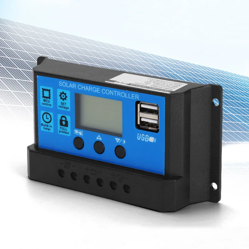 12 В 24 В ШИМ Солнечный контроллер заряда lcd Dual USB 5 в выходной регулятор PV контроллер зарядного устройства для аккумуляторов