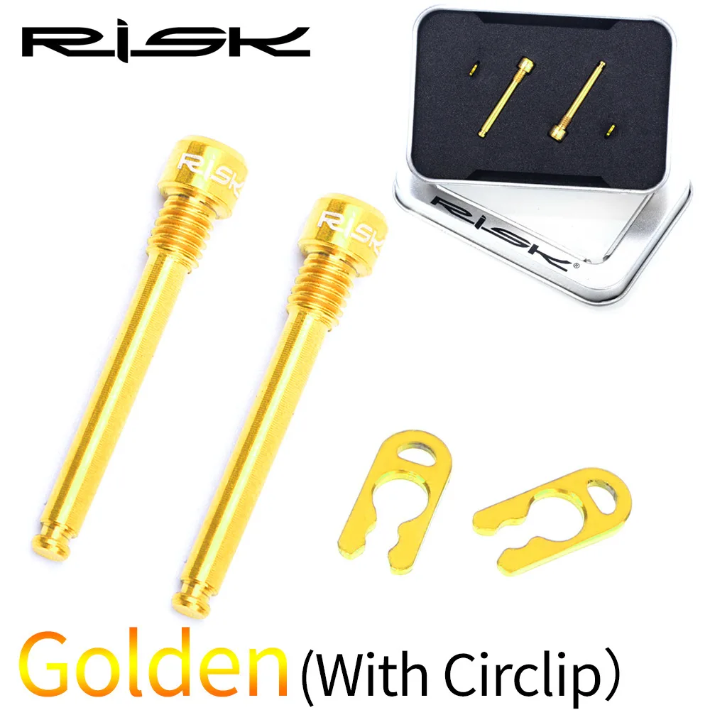 1 Set(4pcs) Golden Рискованные велосипедные гидравлические дисковые Тормозные колодки болты M4 из титанового сплава фиксирующие штырьковые вставки суппорт шестигранные винты Стопорная шпилька с кругами - Цвет: 1 Set(4pcs) Golden