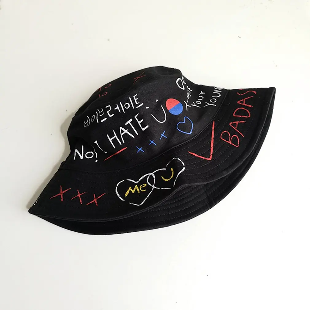 Панама для рыбалки, уличная хип-хоп кепка с рисунком-граффити, мужская летняя Рыбацкая шляпа для детей и взрослых, крутая шляпа от солнца - Цвет: black adult M