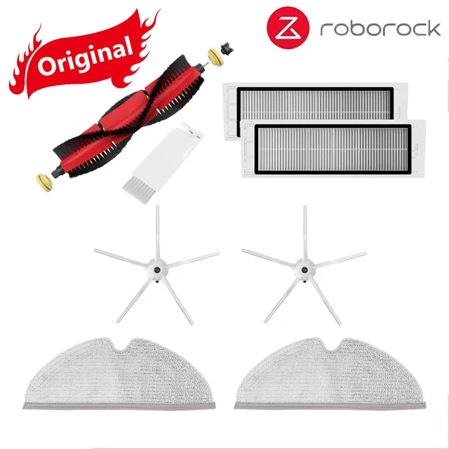 Original Roborock S5 Max / E4 / E5 / S45 Max / S6 MaxV Detachable Main Brush Silicon Side Brush Washable Filter Accessories white Suit  2