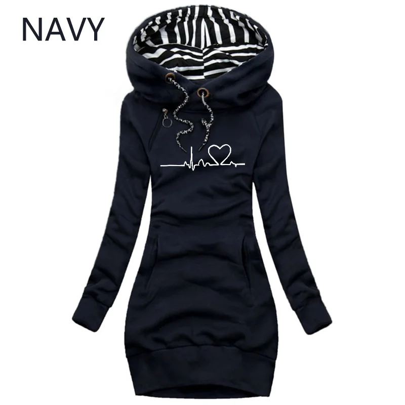 Autumn and Winter Women Dresses Fashion Long Sleeve Hoodie Dress Casual Hooded Dresses for Women Pullover Dress floral dress