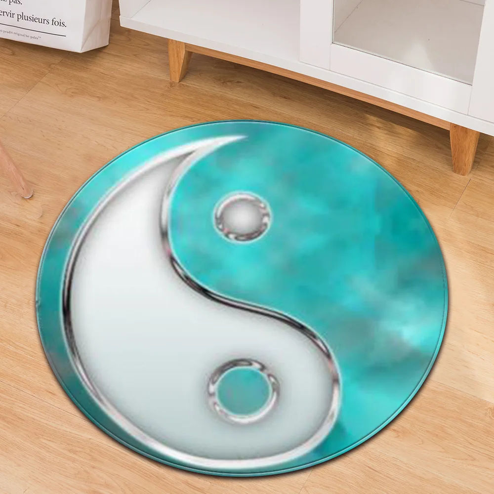 3d Dream Blue Tai Chi Gossip Pattern Round Carpet Child Computer Room