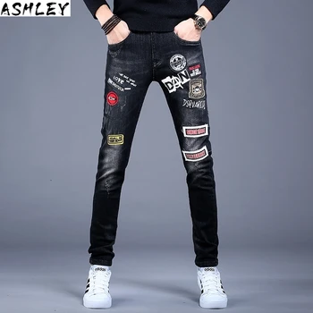 

Italy European men jeans pants black coolguy jeans Men Slim jeans denim trousers blue hole Pants jeans for men