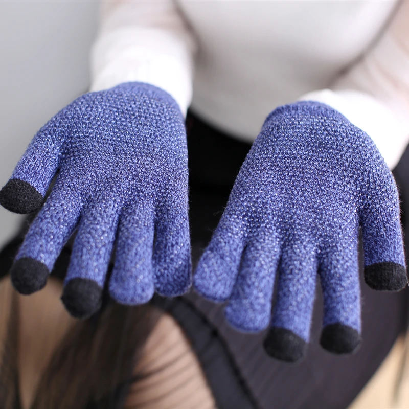 Зимние женские и мужские вязаные перчатки, шерстяные теплые варежки на полный палец, тянущиеся перчатки для верховой езды, женские вязаные утолщенные перчатки Luvas
