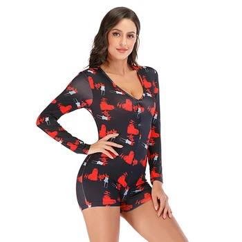 

2020 Customizable Summer Sexy Deep V Design Abdl Backwood Ladies Short Long Sleeve Jumpsuit Pajamas Tights Sexy Adult Wear