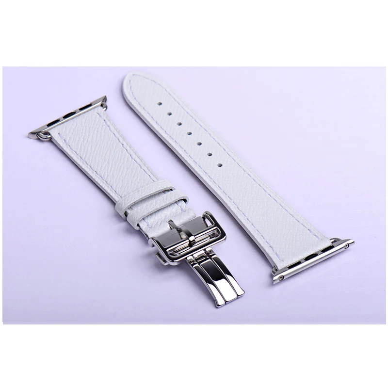 Ремешок с пряжкой для apple watch 44 мм 40 мм iwatch 38 мм 42 мм кожаный браслет для apple watch 5 4 3 2 1 - Цвет ремешка: white