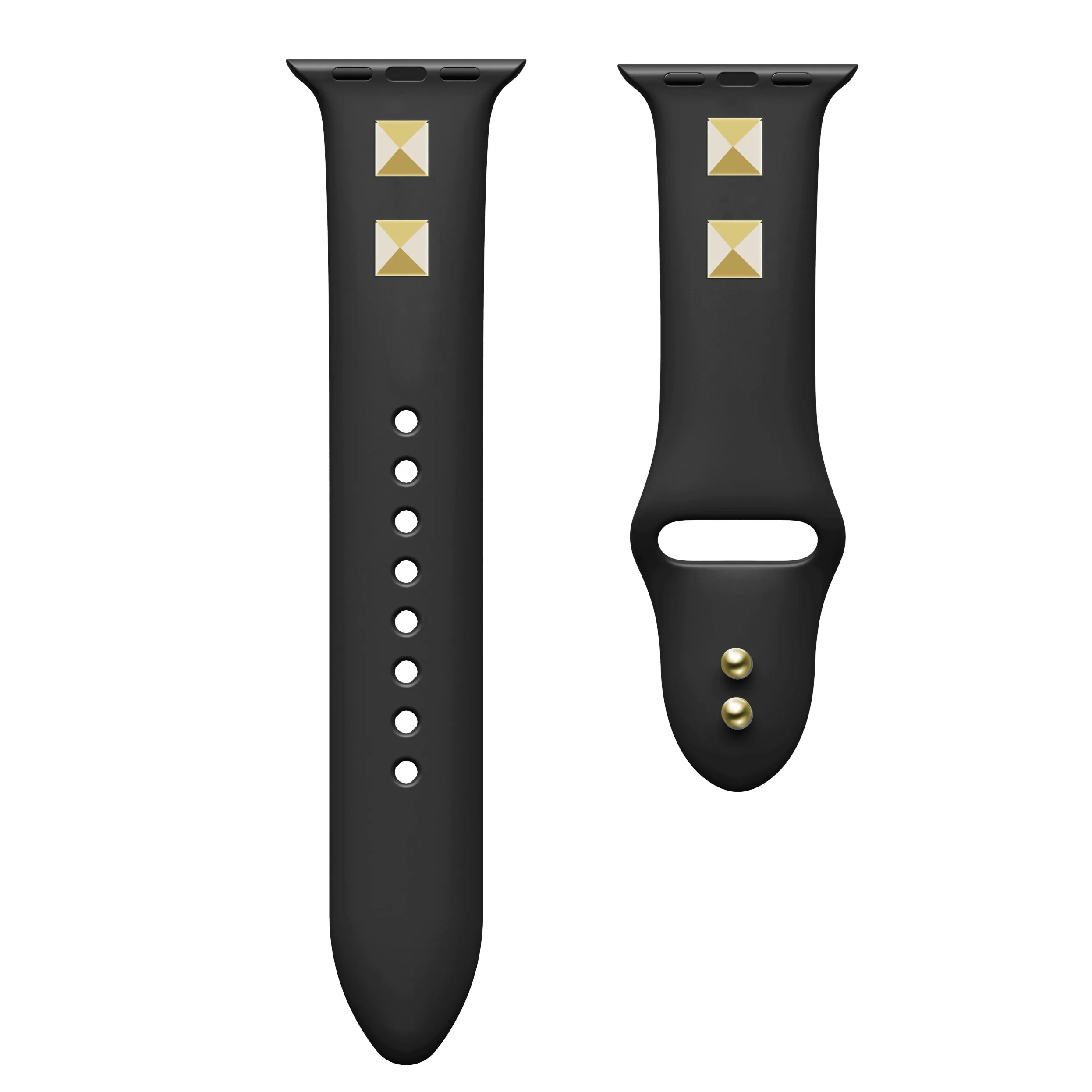 Силиконовый ремешок для apple watch, 4 ремешка, 44 мм, iwatch, 42 мм, 40 мм, correa, 38 мм, две заклепки в стиле панк, аксессуары для apple watch 5, 4, 3