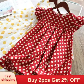 

Mayfair Cabin Summer Girls Clothes 2020 New Princess Dresses 2-6Y Girls Dresses Sweet Dot Round Collar Flying Sleeve Dress