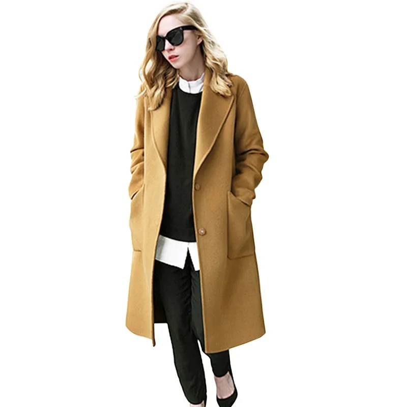 

Women winter 2019 coats woolen coat large size woman's coat long section winter woman coat loose cardigan coat female