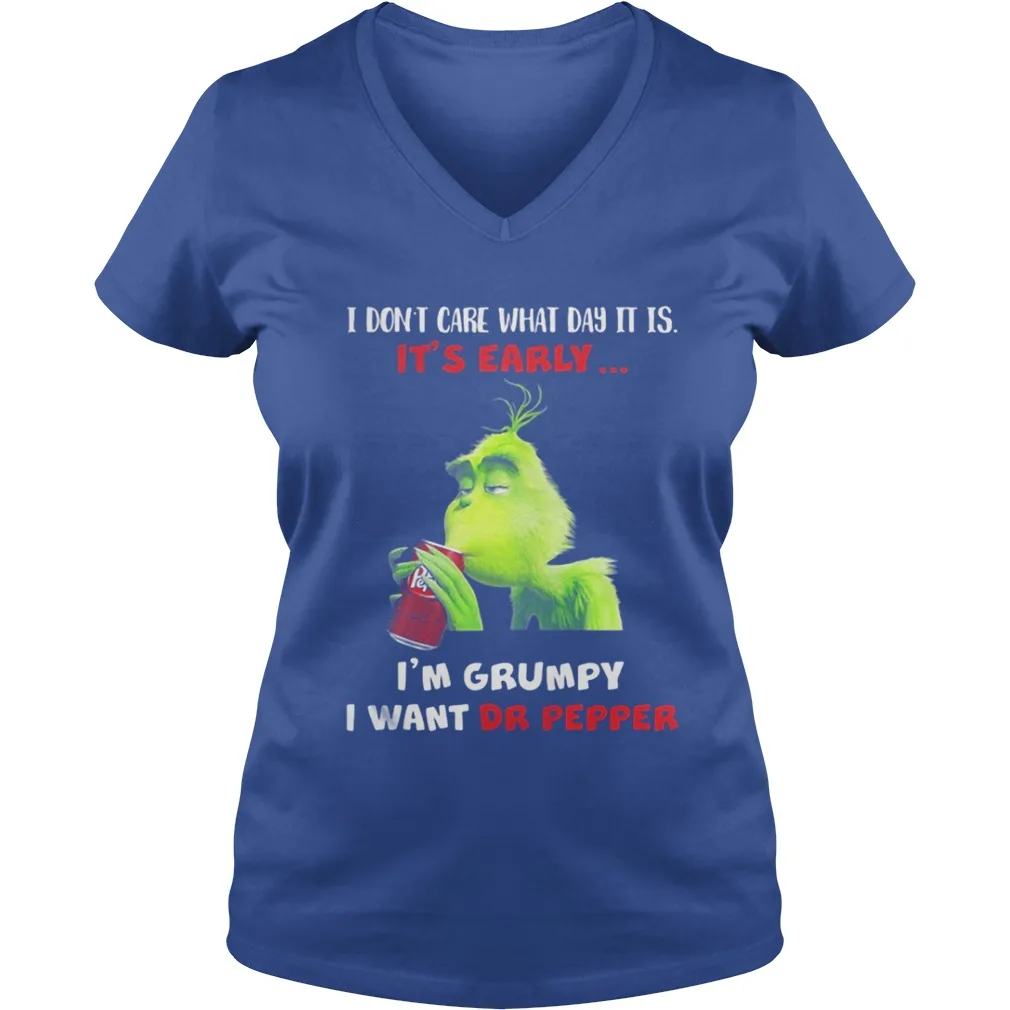 Grinch Im Grumpy I Want Dr Papper Рождественская женская футболка с v-образным вырезом