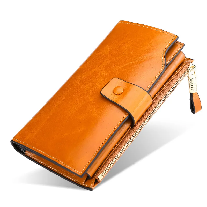 Luxury Women Wallets Clutch-Purse Vintage Genuine-Leather Card-Holder Long Zipper KEVIN
