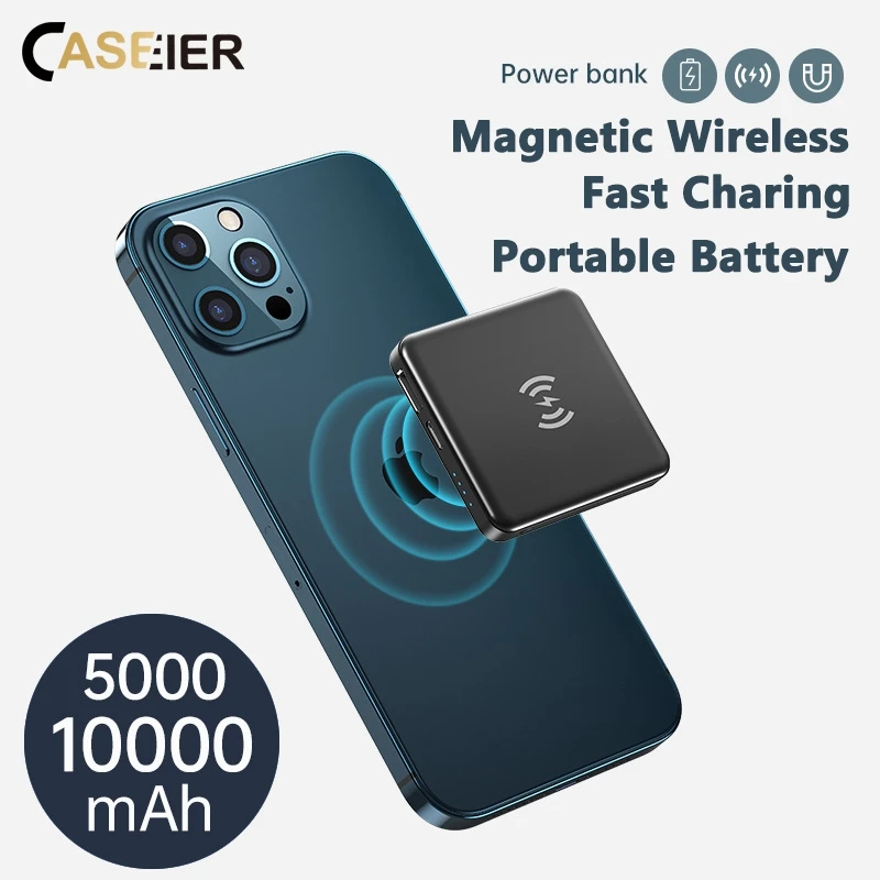 Caseier magnético sem fio power bank para iphone 12 pro mini max portátil móvel bateria externa powerbank carregador rápido