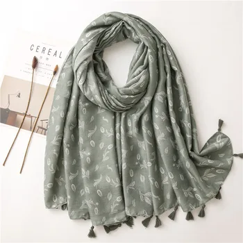 

2020 Sale Adult Linen Hijab Winter Autumn New All-in-one Plain Colored Floret Bib In Sunscreen Shawl Dual Purpose For Women