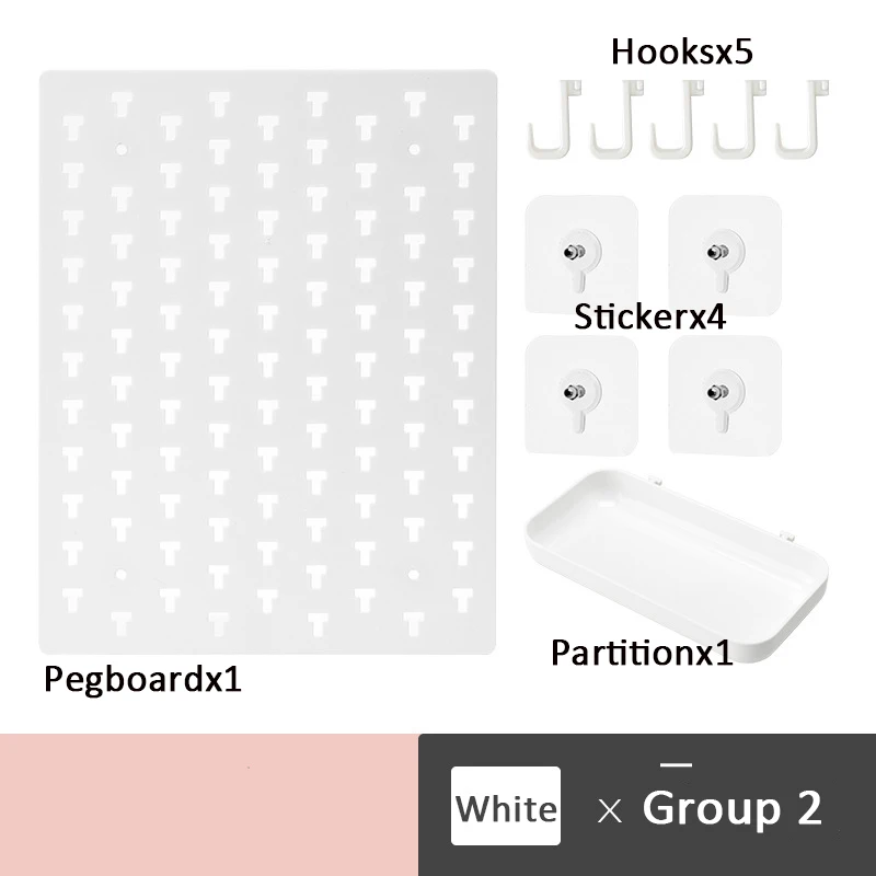 White-Group 2 Pegboard хранение рукодельных принадлежностей Органайзер настенный дисплей пластиковый водонепроницаемый настенный стеллаж для гостиной кухни ванной комнаты - Цвет: White-Group 2