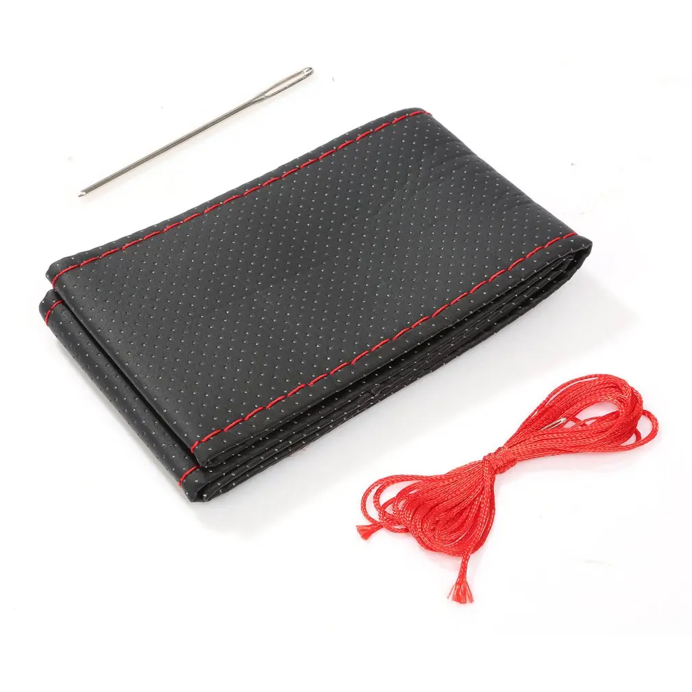 

New 4 Color DIY Texture Soft Auto Car Steering Wheel Cover with Needles and Thread Artificial Leather Car Covers Hot Car-styling