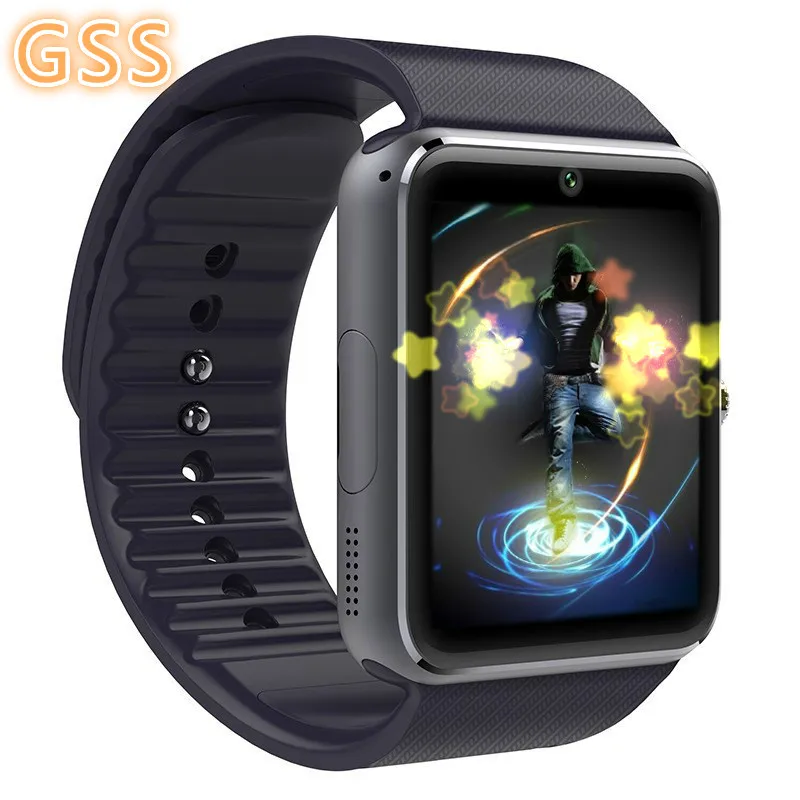 

Smart watch GT08 with upgraded silver color battery 61D motherboard touch screen Bluetooth Camera music men wrist smartwatch