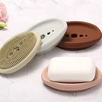 

Silicone soap box new flexible multifunctional bathroom kitchen dish cleaning brush soap storage box мыльница jabonera porte T3