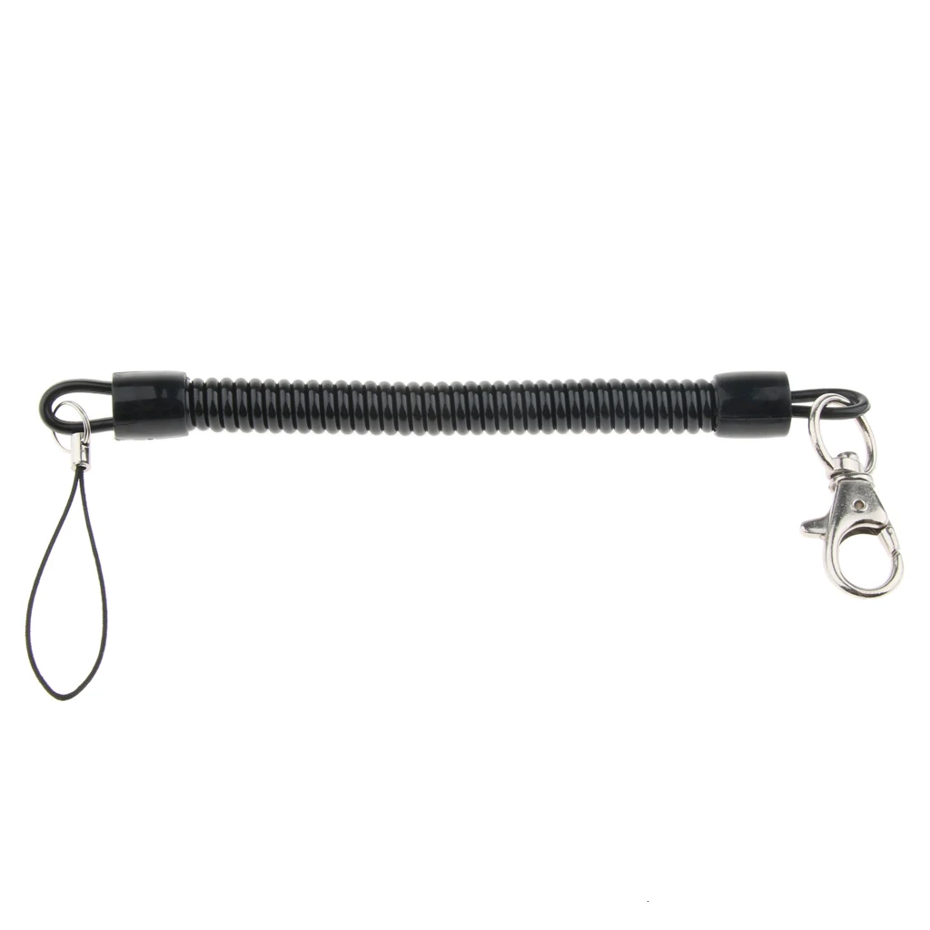 25cm Rubber Spiral Key Chain Retractable Clip On Stretchy Elastic Coil Spring Keyring For Outdoor Camping Hiking