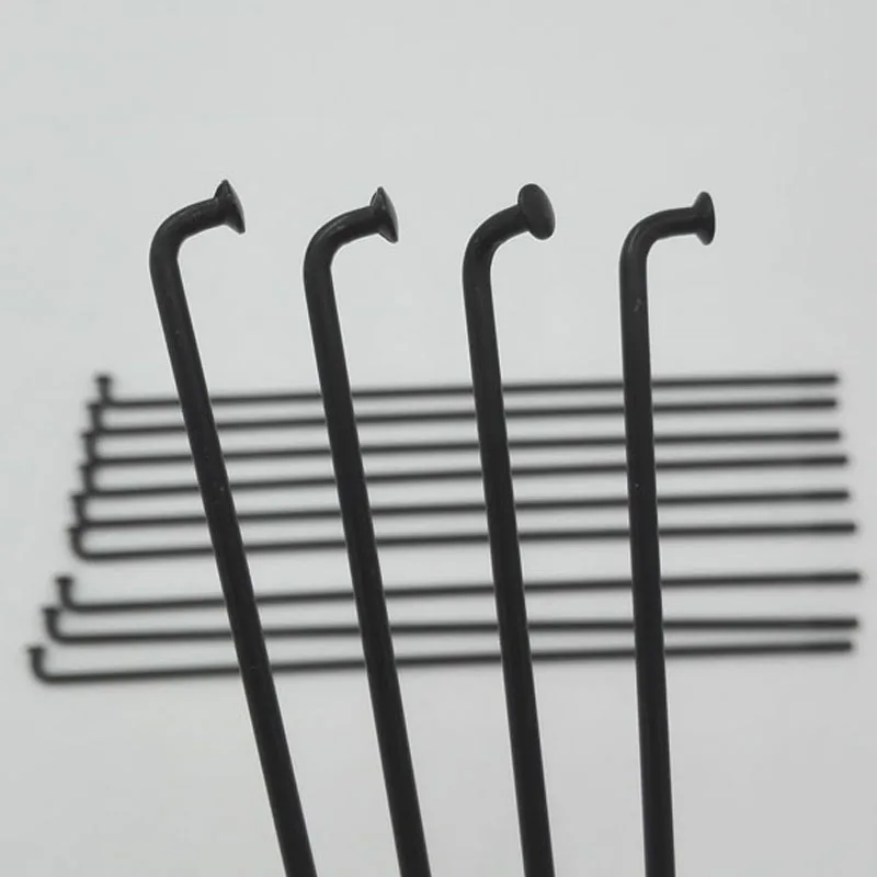 Electric Bike Wheel Spokes 12G 2.6 mm J-bend Round Body ED Black Color For High Speed BLDC Geared Motor 16 Pieces