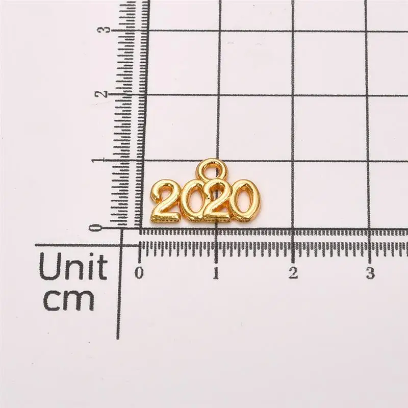 50/100pcs Gold Silver Alloy Number Year / Charms Pendants For DIY Necklace Bracelet Jewelry Making Pendant - Окраска металла: Gold 50pcs