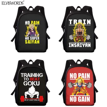 

ELVISWORDS Cool Dragon Ball Z Print Kids School Backpack Training as Goku Childern Fashion Shoulder Book Bags Hot Anime mochila