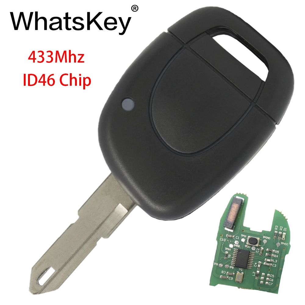

WhatsKey 1 Buttons Car Remote Key 433Mhz ID46 PCF7946 Chip Fit For Renault Master Clio Twingo Kangoo NE73/ VAC102 blade Uncut