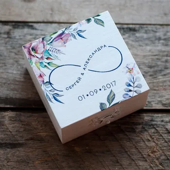 

Custom White Wedding Ring Box with Infinity Sign / Wooden Infinity Symbol Ring Bearer / Ring Box for Ceremony