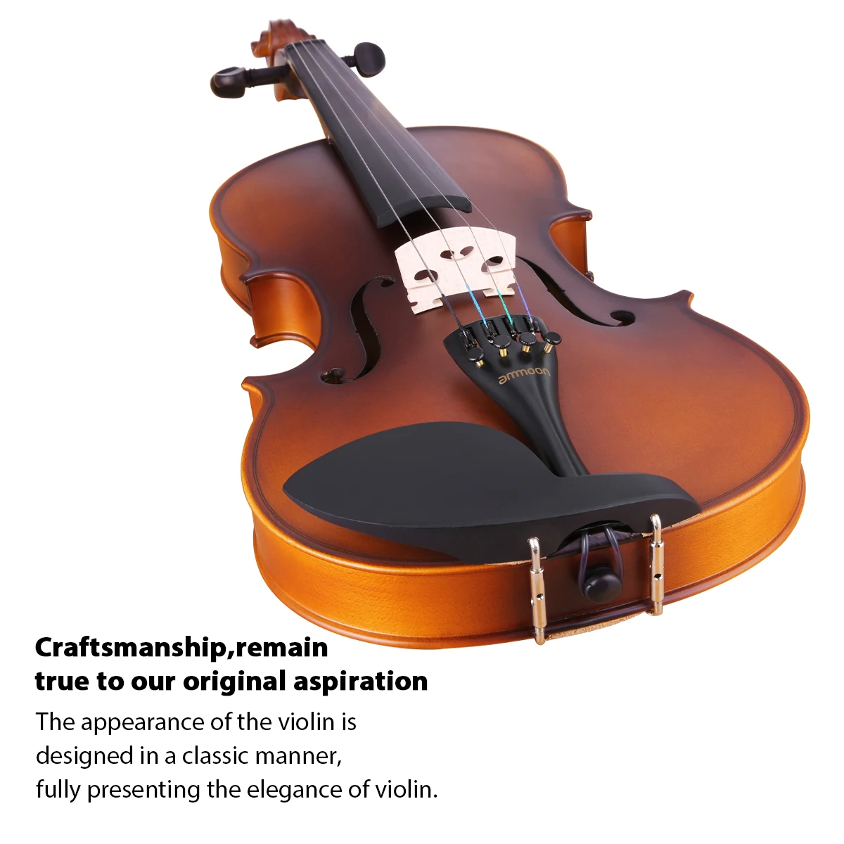ammoon Matte Acoustic 4/4 Violin Fiddle White Pine Topboard Maple Backboard Sideboard Mahogany Bow with Carry Case