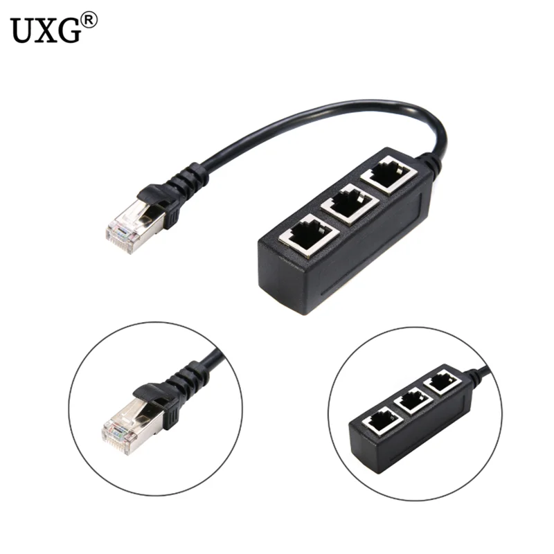 

Splitter Ethernet RJ45 Cable Adapter 1 Male To 3 Female Port LAN Network Plug