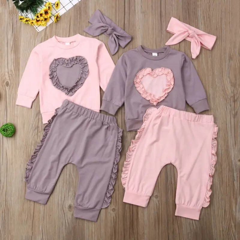 

3pcs Baby Girl Clothes Long Sleeve Autumn Winter Newborn Outfit For Girl Casual Heart Print Infant Girl Clothing Set Baby Suits