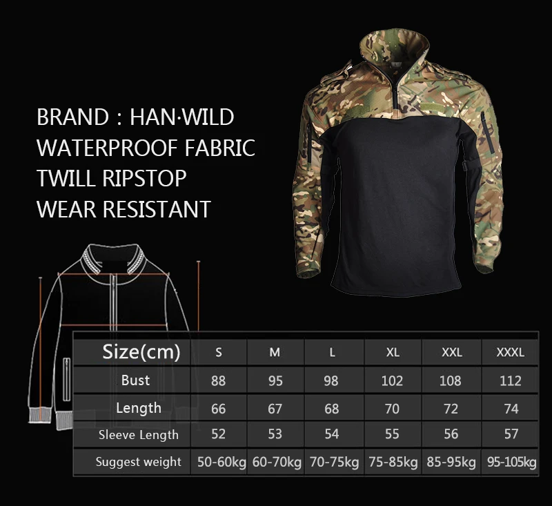 Мужские походные рубашки HAN WILD, уличная походная футболка, Военная тактическая рубашка, костюм лягушки, камуфляжная рубашка для стрельбы и охоты