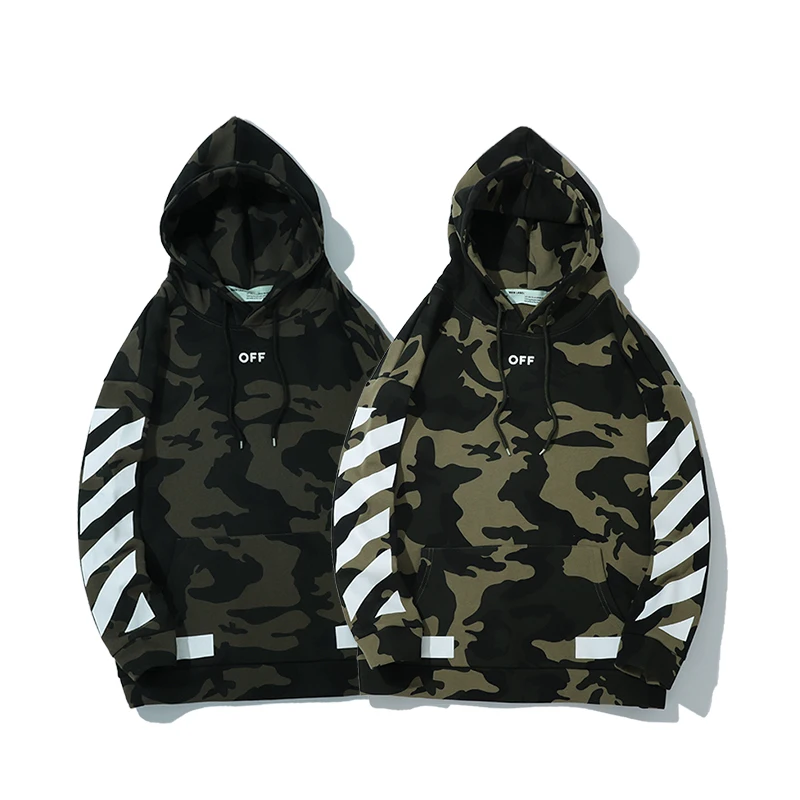 Камуфляжная косая полоска 19ss Off-White OW Мужская/Женская осенне-зимняя хлопковая модная повседневная свободная толстовка с капюшоном куртка с капюшоном