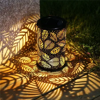 

Creative Solar Lantern Lights Hanging Lights Metal Leaf Pattern Lights Garden Lamp for Patio Outside Table Outdoor Lamp