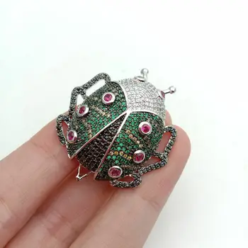 

Cubic Zircon Micro pave beetle fixed interlayer clasp clip double connector DIY Jewelry Findings
