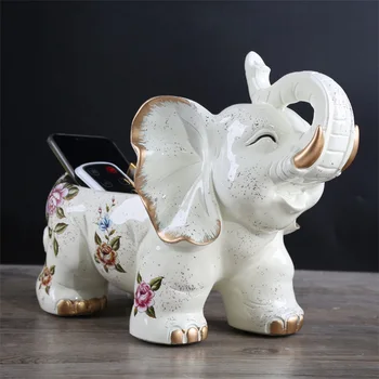 

Resin Desktop Storage Box Remote Control Key Storage Box Finishing Elephant Shape Entrance Living Room Coffee Table Decoration