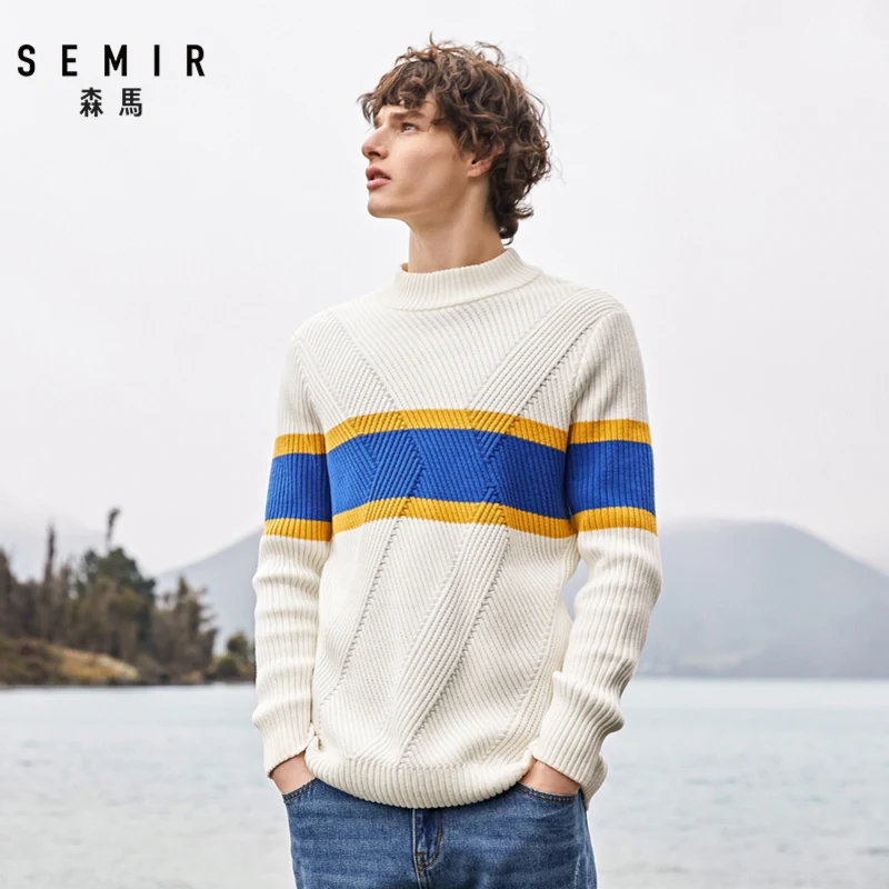 Свитер SEMIR мужской с полувысоким воротником плотный свитер новинка осень-зима 2021