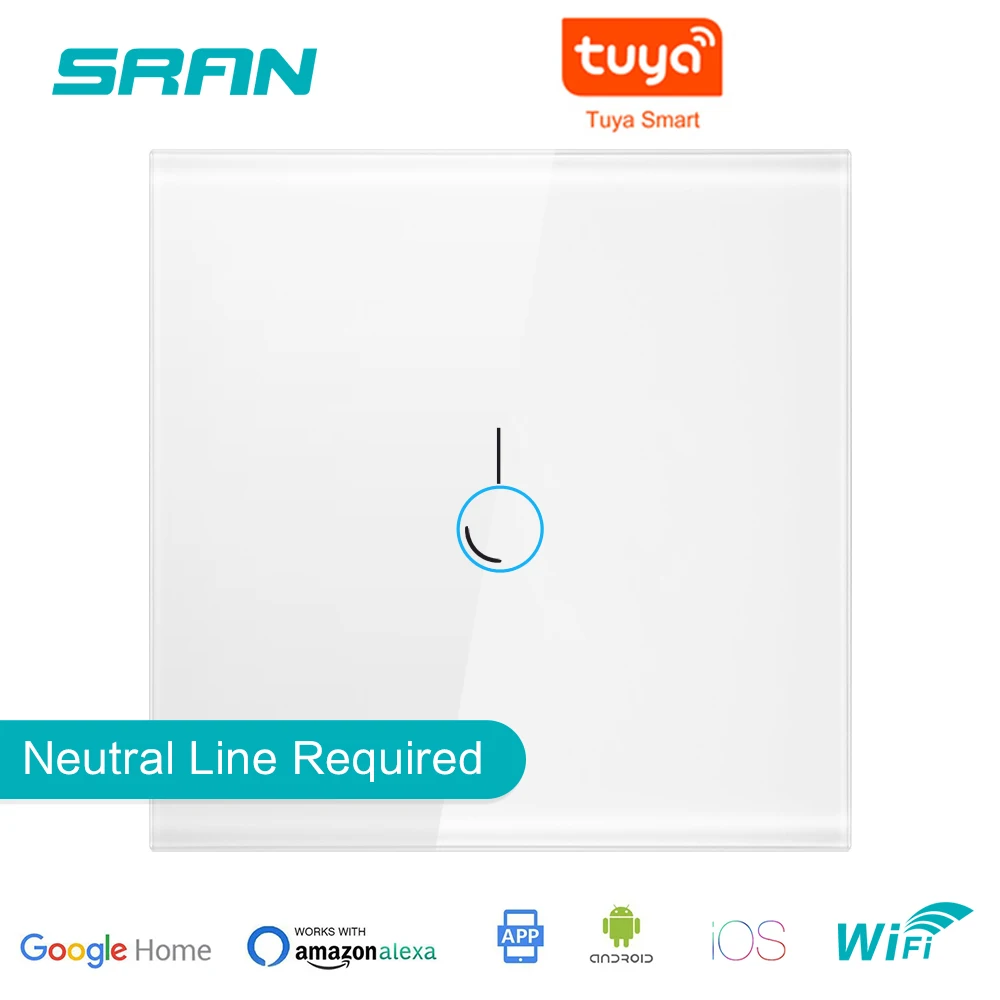 SRAN EU стены Wifi светильник Переключатель 1/2/3 1/2Way прерыватель Inteligent TUYA Smart