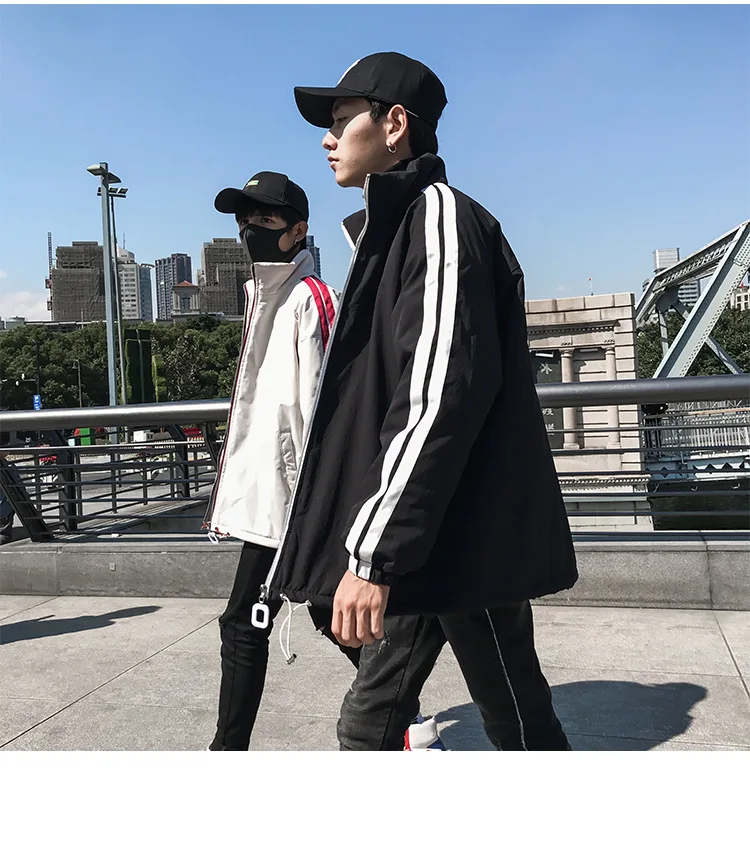 Winter New Style Men Printed Loose-Fit Stand Collar Long Sleeve Cotton-padded Clothes Japanese-style Teenager Thick Coat Me