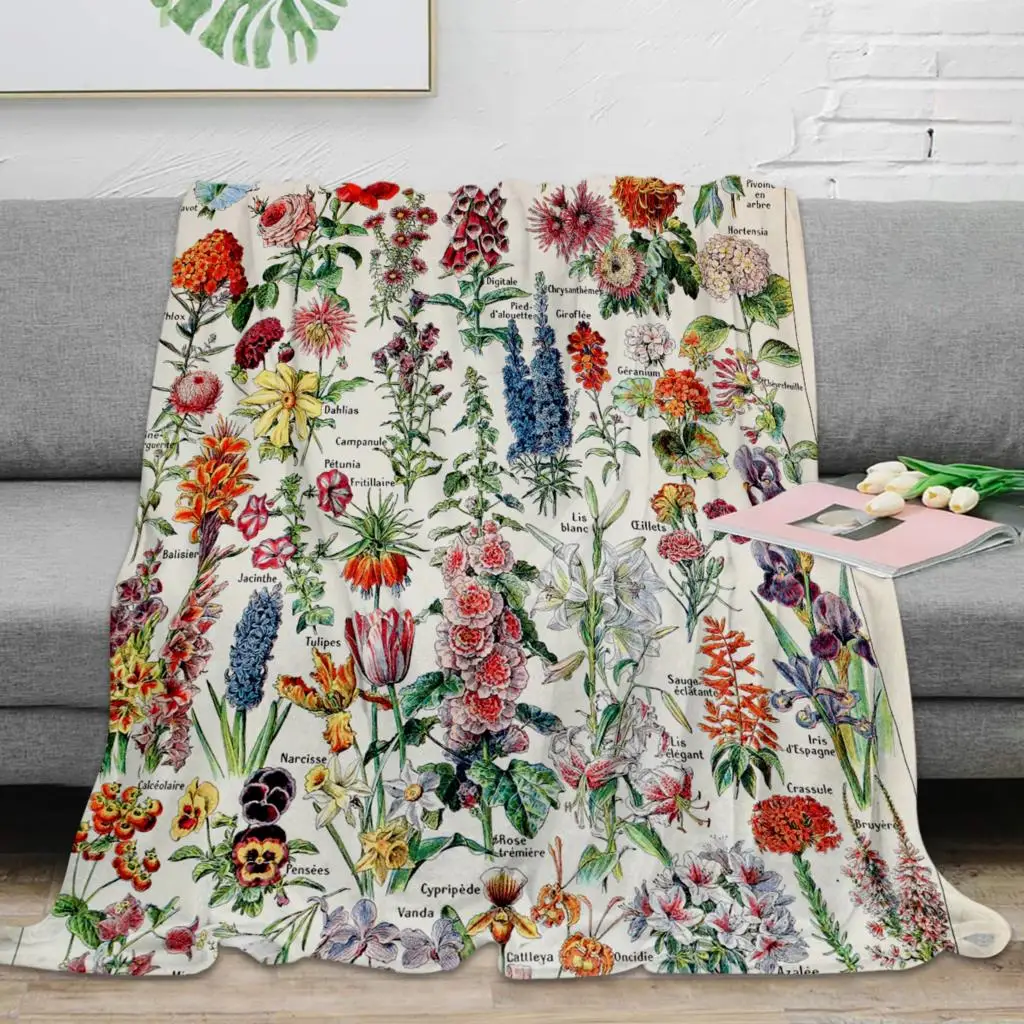 

BIGHOUSES Adolphe Millot Fleurs Pour Tous French vintage poster Throw Blanket Warm Microfiber Blanket Flannel blanket