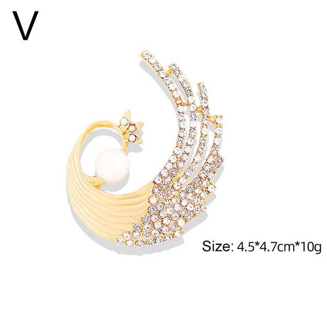 Jewelry High Quality Vintage Gold Color Brooch Pins Crystals Rhinestone Imitation Pearl Flower Brooch Wedding Accessory