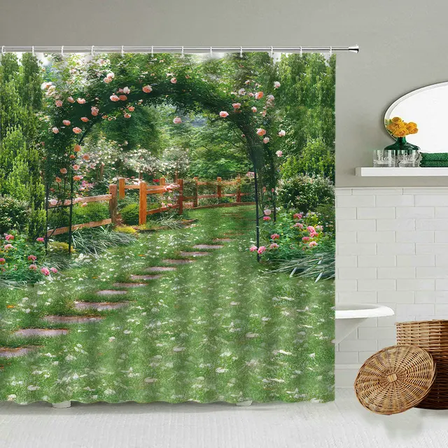 Old Grunge Brick Wall White Clouds Blue Sky Shower Curtain Waterproof