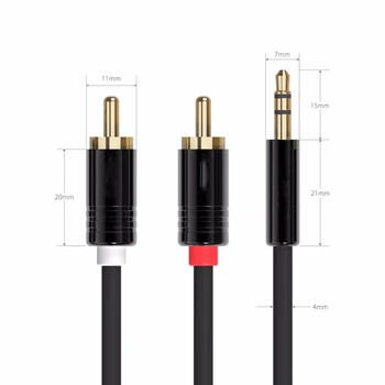

Jack 3.5mm to 2 RCA o Cable AUX Splitter 3.5mm Stereo Male to Male RCA Adapter 2 Speaker Cable 1m