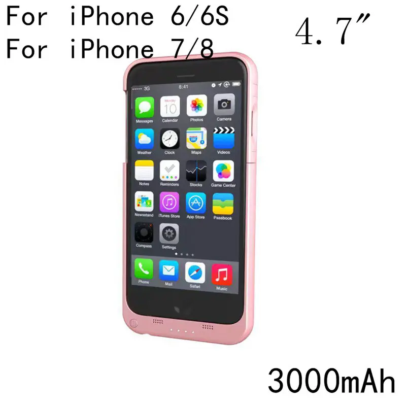 3000/4000mAh Аккумулятор Чехол для iPhone 7 8 6 6s power Bank Charing Чехлы для iPhone 6 6s 7 8 Plus зарядное устройство чехол задняя крышка - Цвет: 4.7inch-Rose